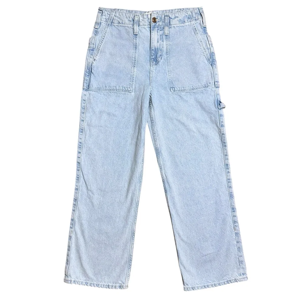 Free People We The Free NWOT Major Leagues Jeans 27x28 Light Wash Hi-Rise Denim